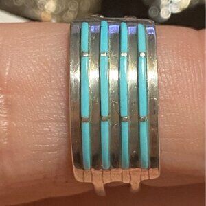 Ring Size 7.5 Turquoise Sterling Silver 925 Women Semi-Precious Stone